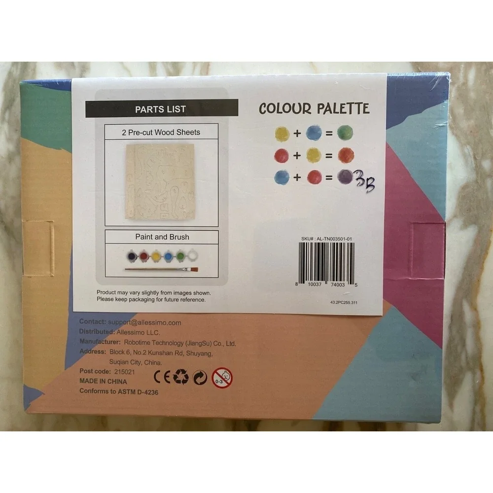 Allessimo 3D Wood Puzzle Kit Yellow Tank Reality Puzzle Paint Kit 47pc 5+‎ NEW